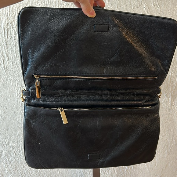 Tory Burch Black Leather Clutch with Gold Accents - Picture 7 of 9